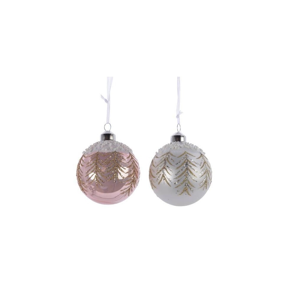 SFERA VETRO CON RAMO GLITTERAT